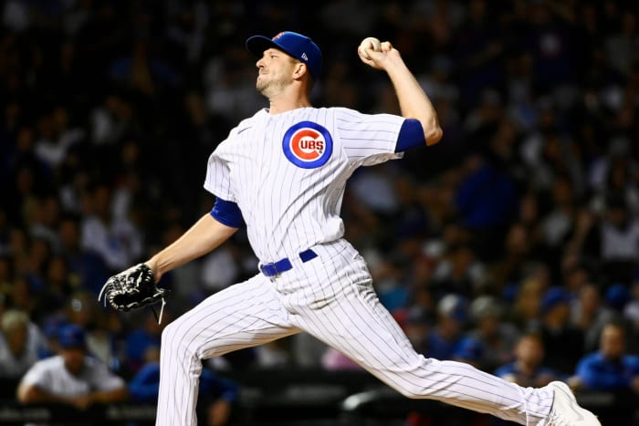 Cubs starter Drew Smyly pitches against the Cardinals at Wrigley Field.